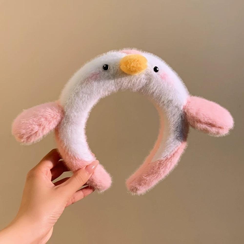 Non-slip Cartoon Headband Plush Doll Penguin Hair Hoop Hair Accessories Plush Hairband  Makeup