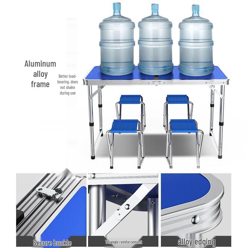 Outdoor Folding Table with Stools and Umbrella Hole