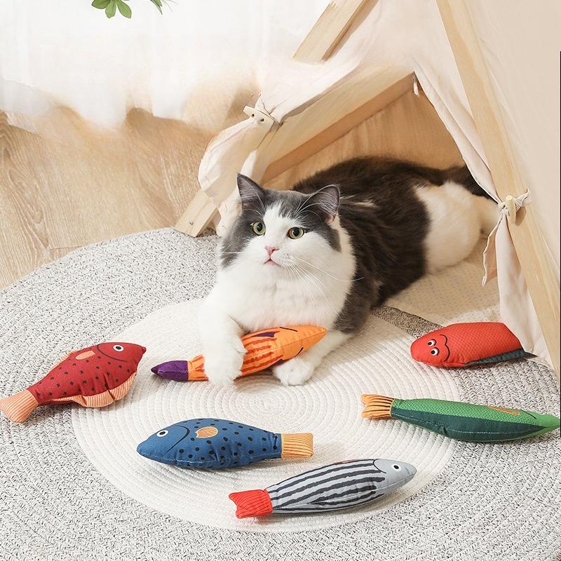 Cat Toy Training Entertainment Fish Plush Stuffed Pillow Simulation Fish Cat Toys Interactive Fish Pet Chew Toy pet products