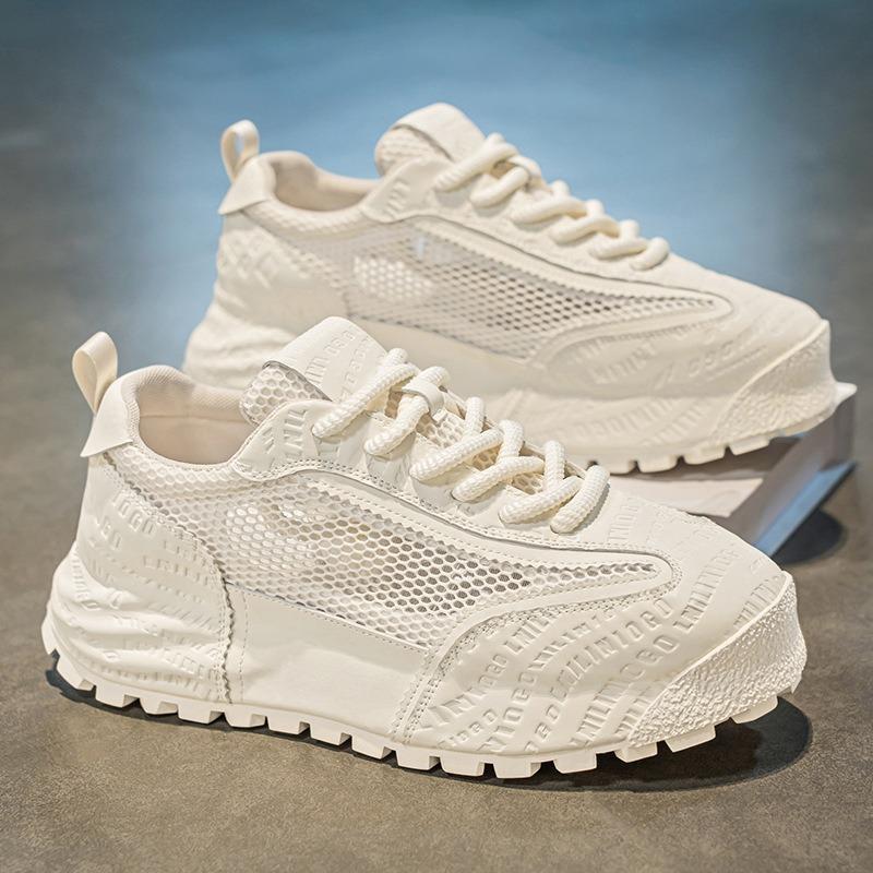 

Men s shoes summer breathable mesh dad shoes light luxury high-end heightening platform white shoes men s shoes 39 бежевый