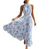 Women's Halter Neck Maxi Dress with Floral Print Sleeveless Vacation Dress Flowy Bohemian Style Summer Dress for Outdoor Events