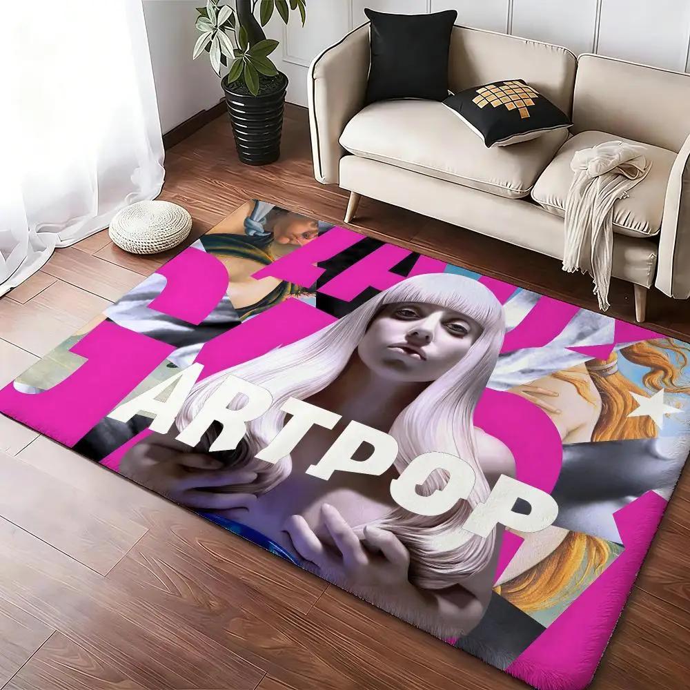 American Singer L-Lady Gaga Mayhem Floor Mat Soft Thickened Absorbent Non-Slip Bedroom Living Room Door Mat Home Flannel Rugs