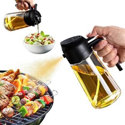 LMETJMA 470ML 2 In 1 Olive Oil Dispenser Oil Sprayer Glass Olive Oil Dispenser Bottle with Pourer Oil Bottle for Salad BBQ JT320