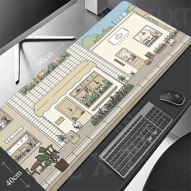 Mouse Pad Anime Shop Large Gamer Mousepad xcm Keyboard Mat XXXL Mouse Mats Rubber Desk Pad Design Desk Rug Japanese Street
