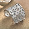 925 Sterling Silver Carving Love Crystal Open Ring Party Charm For Women Jewelry