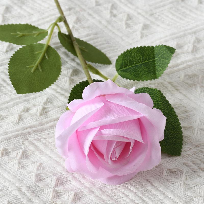 Artificial Single Stem Pink Rose for Valentine's Day, Wedding, or Home Decoration.
