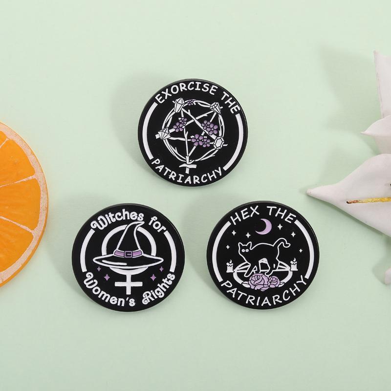Feministisches Symbol Hexenhut Emaille-Anstecker Exorziere Das Patriarchat Hexen Für Frauenrechte Anstecknadeln Anstecknadel Schmuck Geschenke