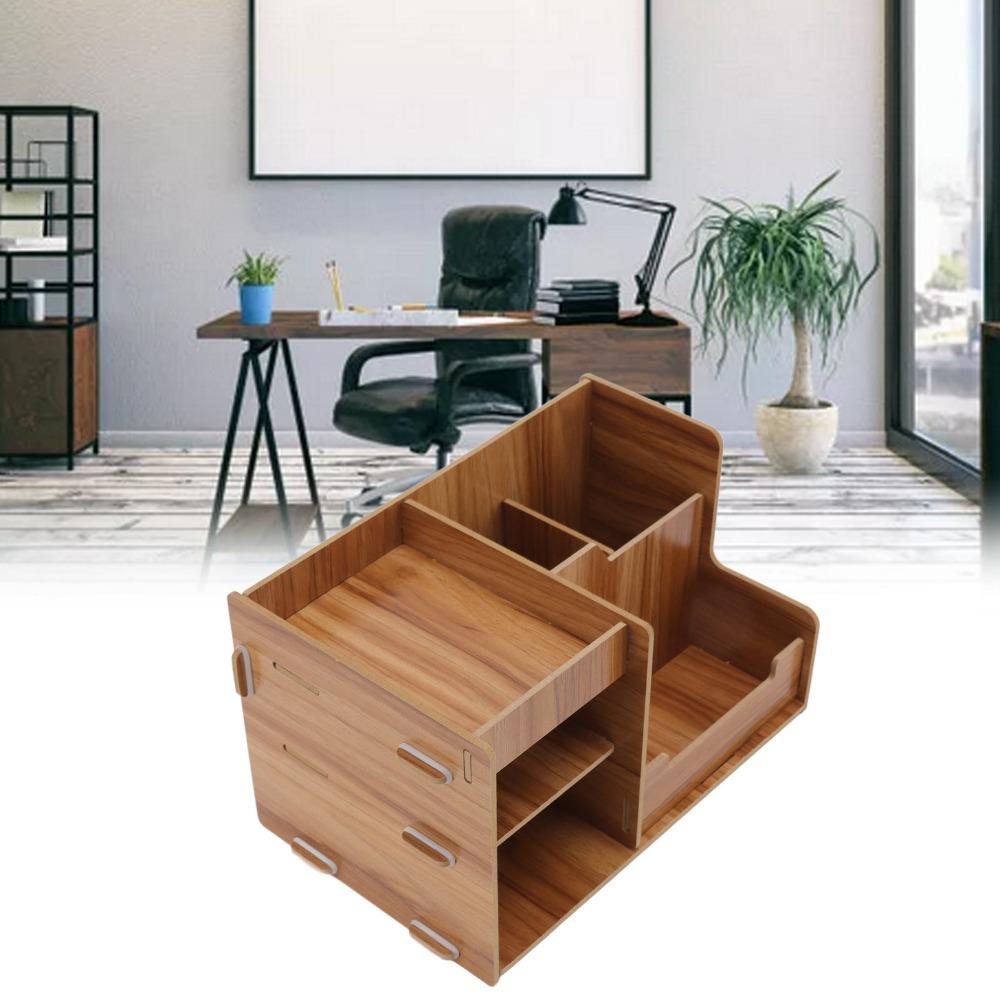 Wooden Material Wooden Desk Organizer Multi Layer Design Space Saving Multi-Layer Storage Box With Compartments Minimal