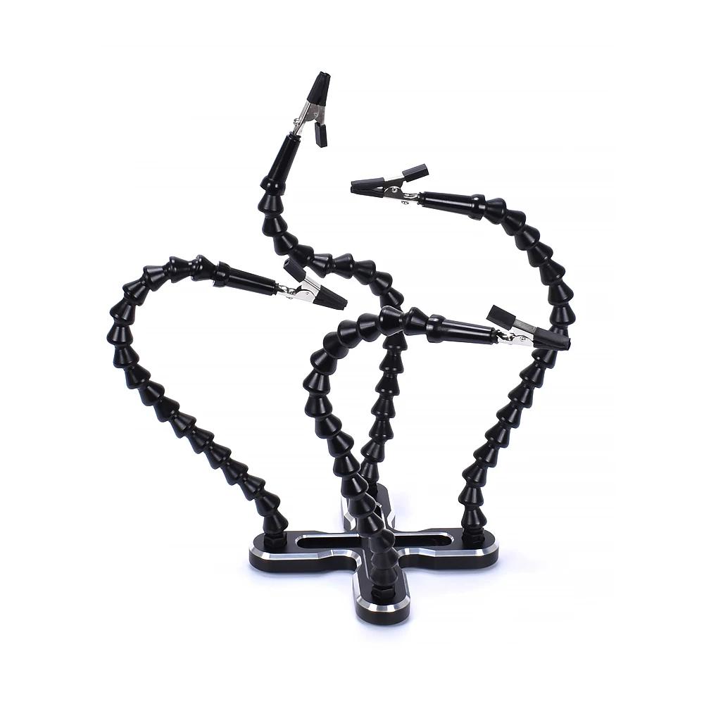 NEWACALOX Soldering Third Hand 4pc Flexible Arm Welding Helping Stand Electronic Repair PCB Circuit Board Holder Model Aircraft