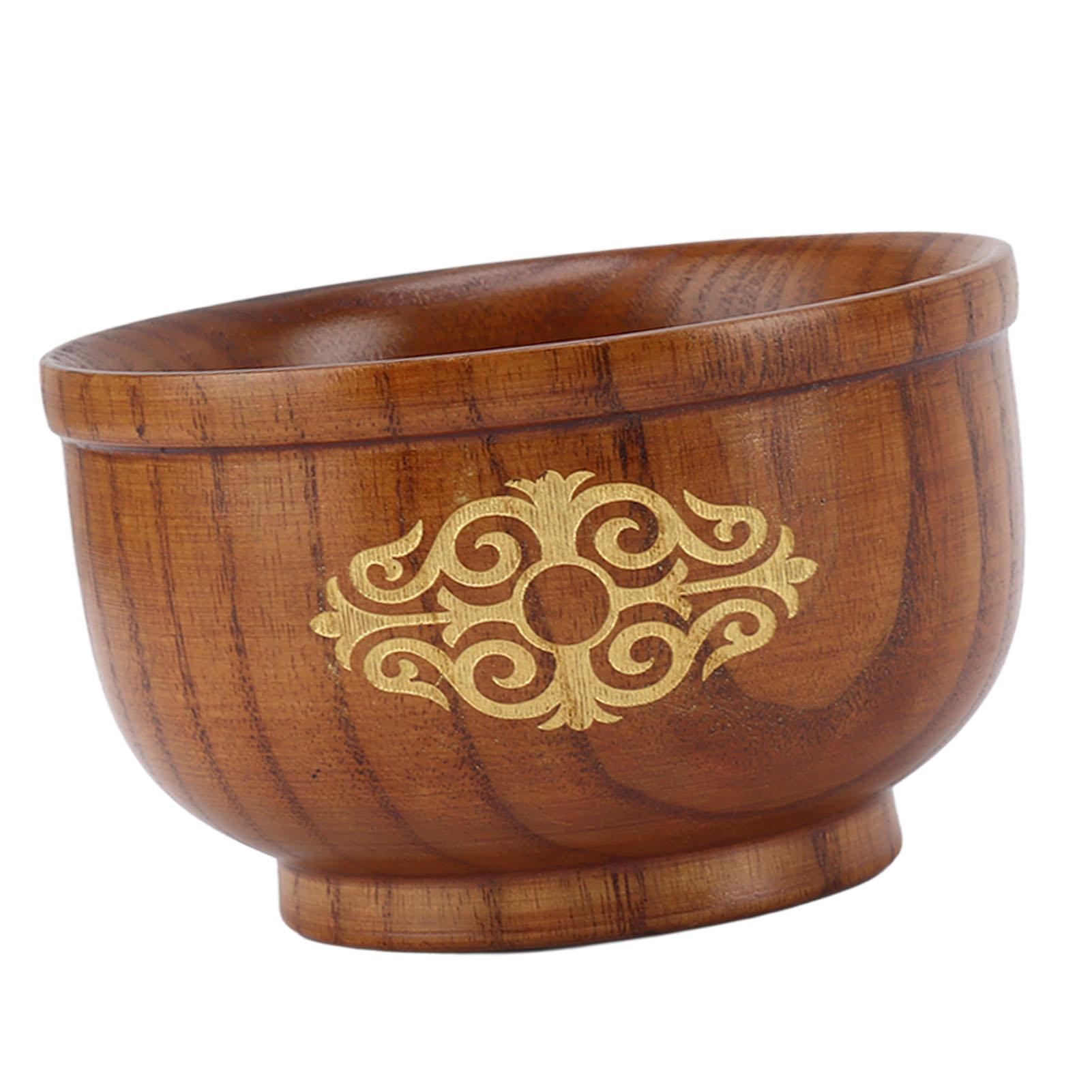 Деревянная рисовая миска из древесины зизифуса, термостойкая, изысканная, элегантная, круглая, деревянная миска для кухни, тип  Платиновое золото L