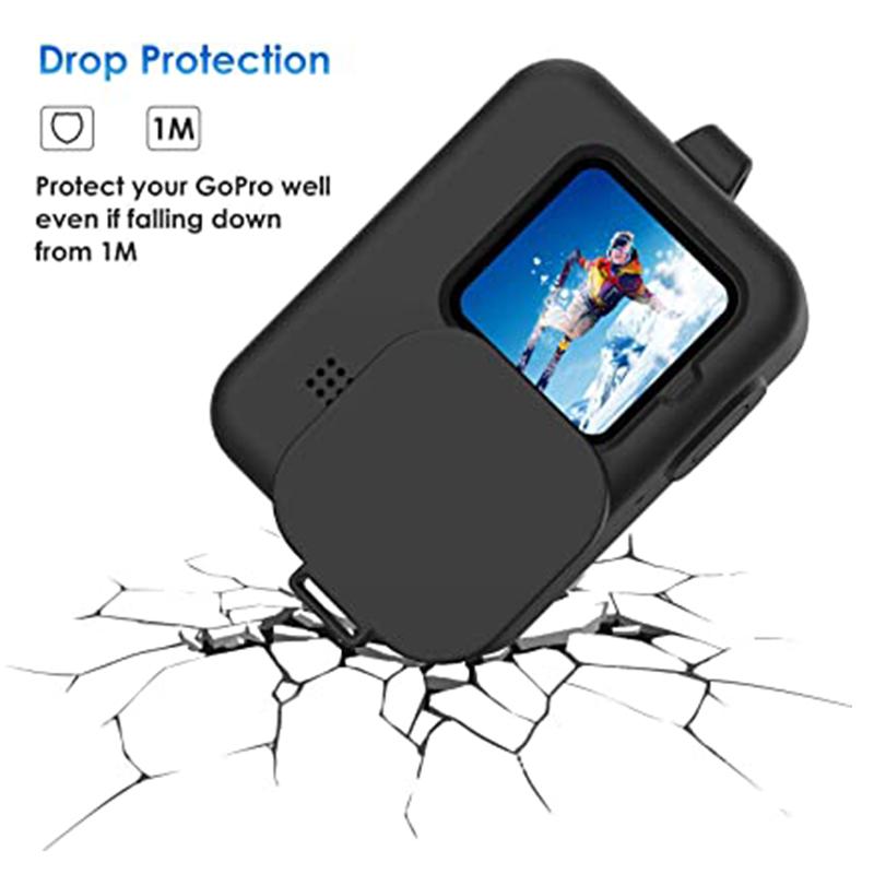 Para GoPro Hero 12 11 Capa de silicone à prova de quedas Capa protetora com cordão Tampa de lente para GOPRO 12 11 10 9 Acessório para câmera de ação