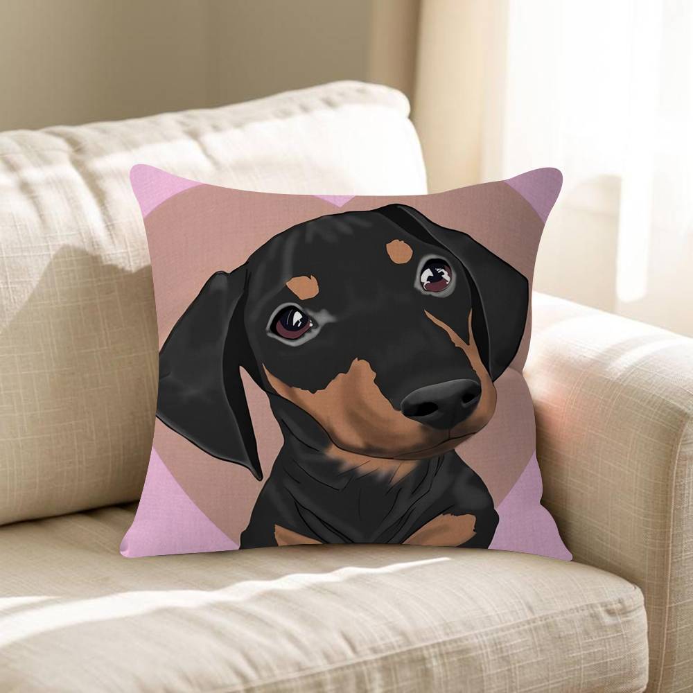 Cartoon Cute Dachshund Personalized Pillow Dust Cover Bedroom Kids Party Decoration Pillowcase Birthday Children Gift