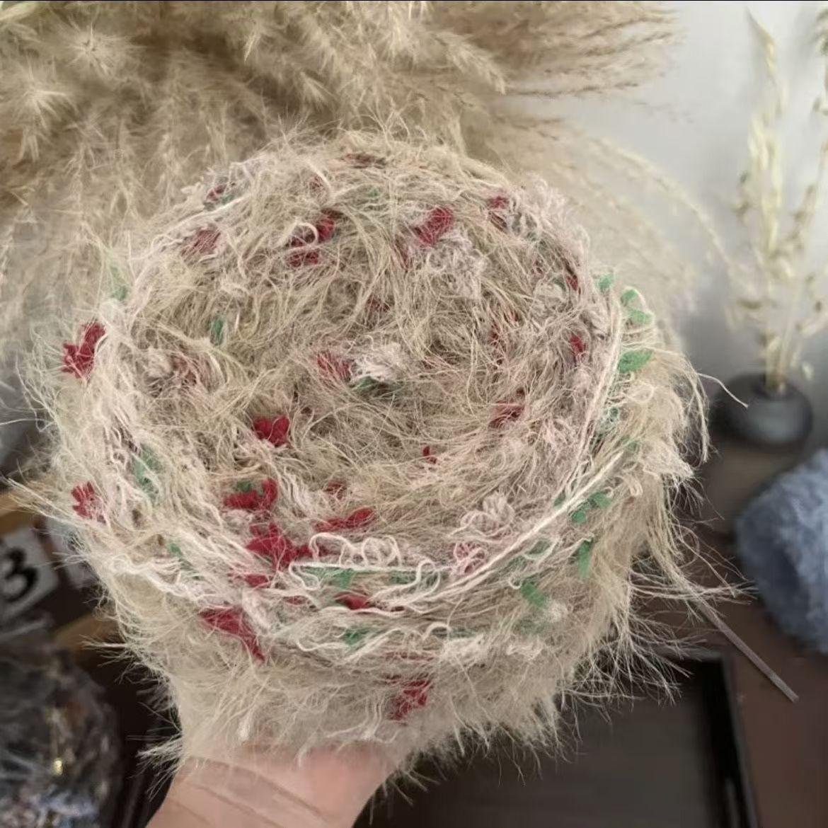 

250g Imitation Mink Hair Yarn, Flower Handmade Blended Yarn, DIY Woven Bag Jacket Scarf Crochet Thread, Christmas Gift Wool Yarn