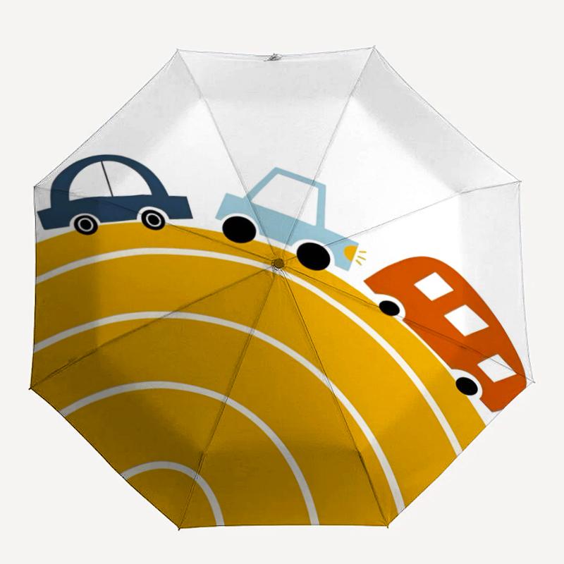 Cute Cars Theme Automatic Umbrella, Lightweight & Portable, 8 Rib, Perfect for Outdoor Travel, Birthdays, Christmas, Gifts.