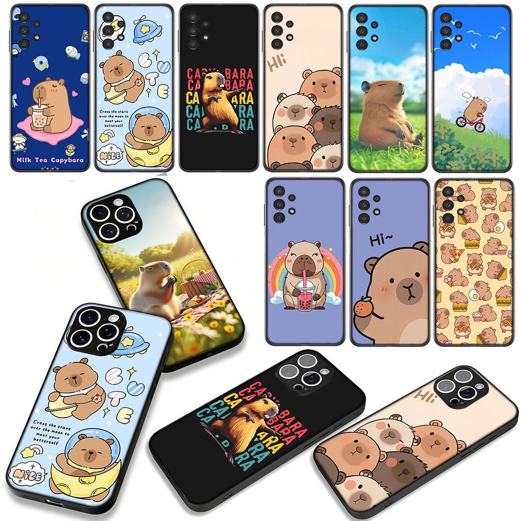 Cartoon Capybara CutePhone Cover Case for Apple iPhone 16 15 14 Plus 13 12 Mini 17 Pro Max + ProMax 16E Air 16+ Casing