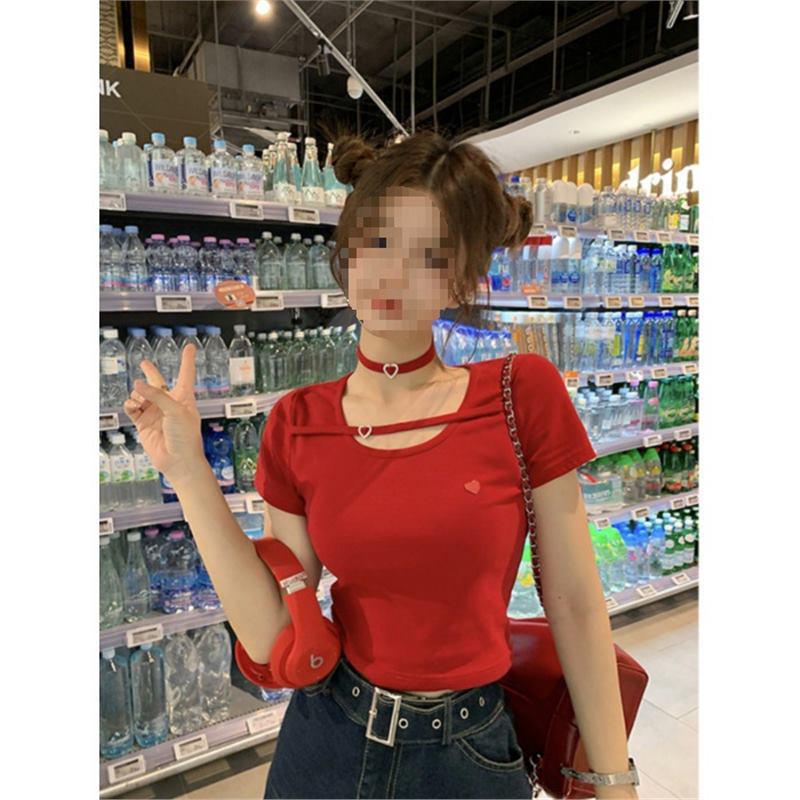 

Chic Summer Crop Top: Unique Design, Waist Cutout, Short Sleeve, Sexy & Sweet Vibe. Extra Large