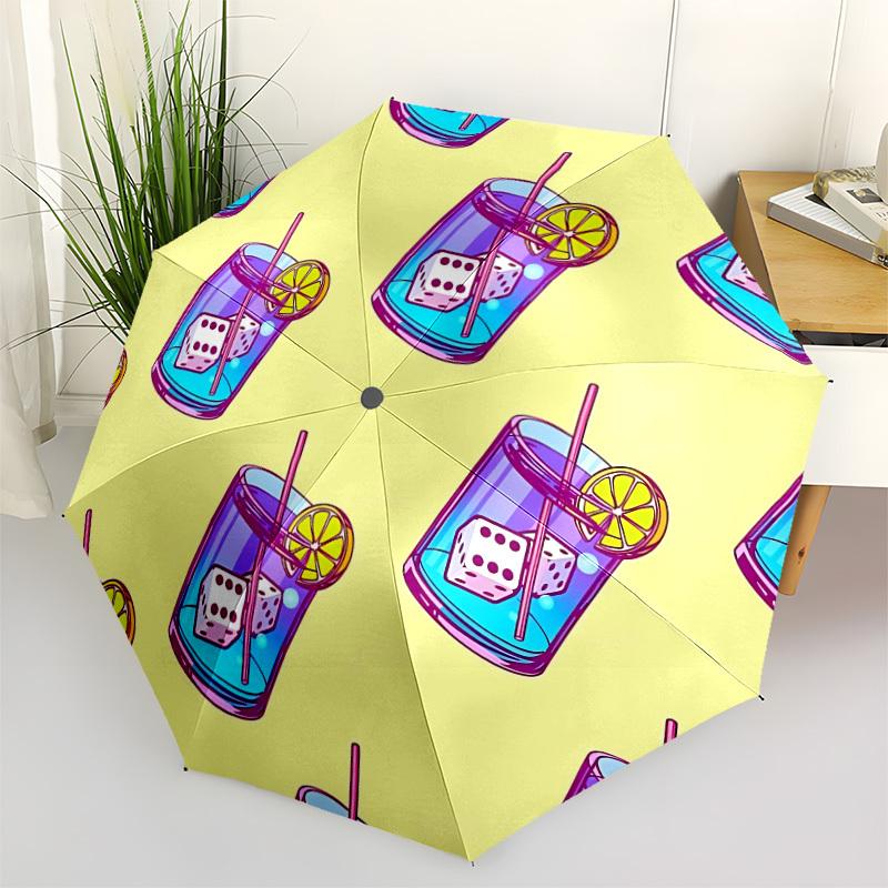

1pc Cocktail PrintAutomatic Open/close Folding Umbrella, Compact Portable Travel Umbrella, Perfect Birthday/Holiday, Cute Umbrella y011