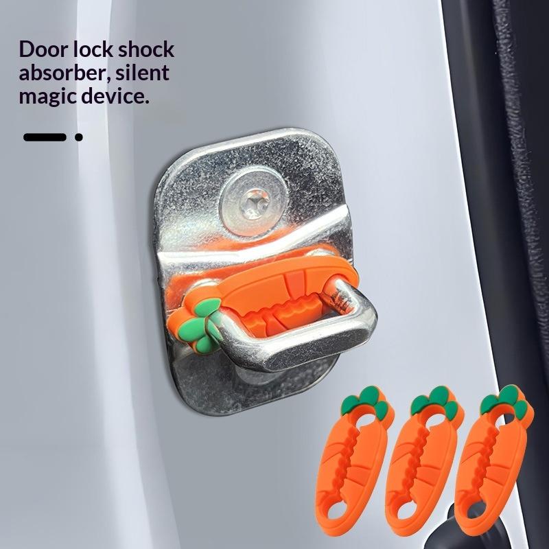 4Pcs Silicone Car Door Lock Sound Deadener Buffer Seal Shock Absorber Car Door Lock Protectors Soundproofing