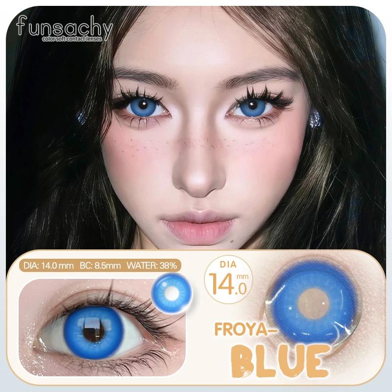 FUNSACHY 1 Pair Fashion Colored Contact Lenses for Cosplay Green Pink Anime Cosplay Lens Beauty Halloween Makeup Eye Soft Lens