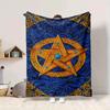 1Pc Golden Star Ornament Flannel Blanket, Soft And Comfortable, Casual Warm, Camping Travel, Christmas, Halloween Xmas Gift. G152