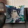 Venti Cute Genshin Impact Cushion Cover Natural Linen Organic Fabric DoubleSided Printing Sofa Home Decor Gift Pillow Case