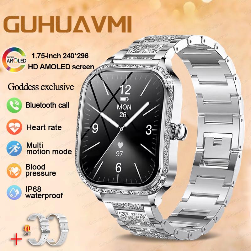 New Lady Fashion Smart Watch Women AMOLED HD Screen Heart Rate Bluetooth Call IP68 Waterproof Sports SmartWatch