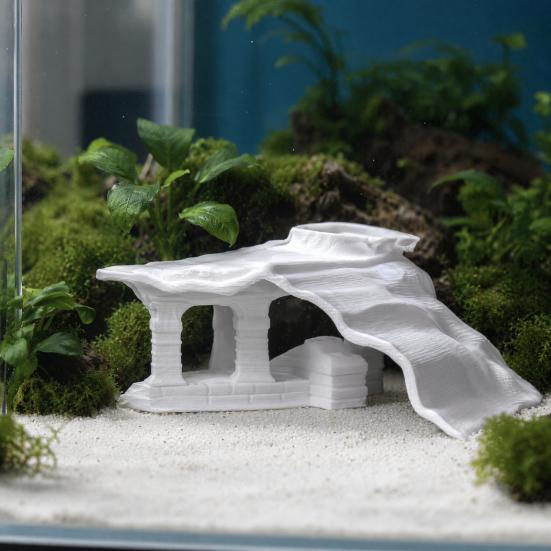 Vintage Temple Aquarium Hideout, 3D Printed Fish Tank Cave Tunnel, Under Gravel Fish Tunnel for Shrimp Corydoras Pleco