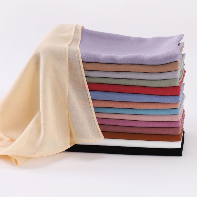 Monochrome Chiffon Square Scarf Ethnic Head Wrap For Women