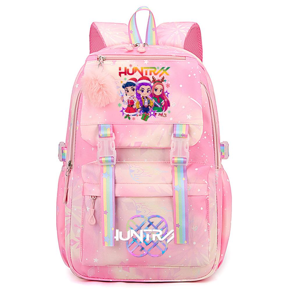 Cartoon Weihnachten KPop Dämonenjäger Bedruckter Rucksack mit großem Fassungsvermögen, wasserdicht, für Teenager, Schüler, Mädchen, Jungen, Schultasche, Bücherrucksack, Damen, wasserdichte Reisetasche