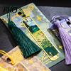 Elegant Reading Bookmark Metal Bookmarks with Tassel, Hollow Out Oil Painting Theme Book Decorative Page Mark, Accessory for Lovers, Women, Teachers,