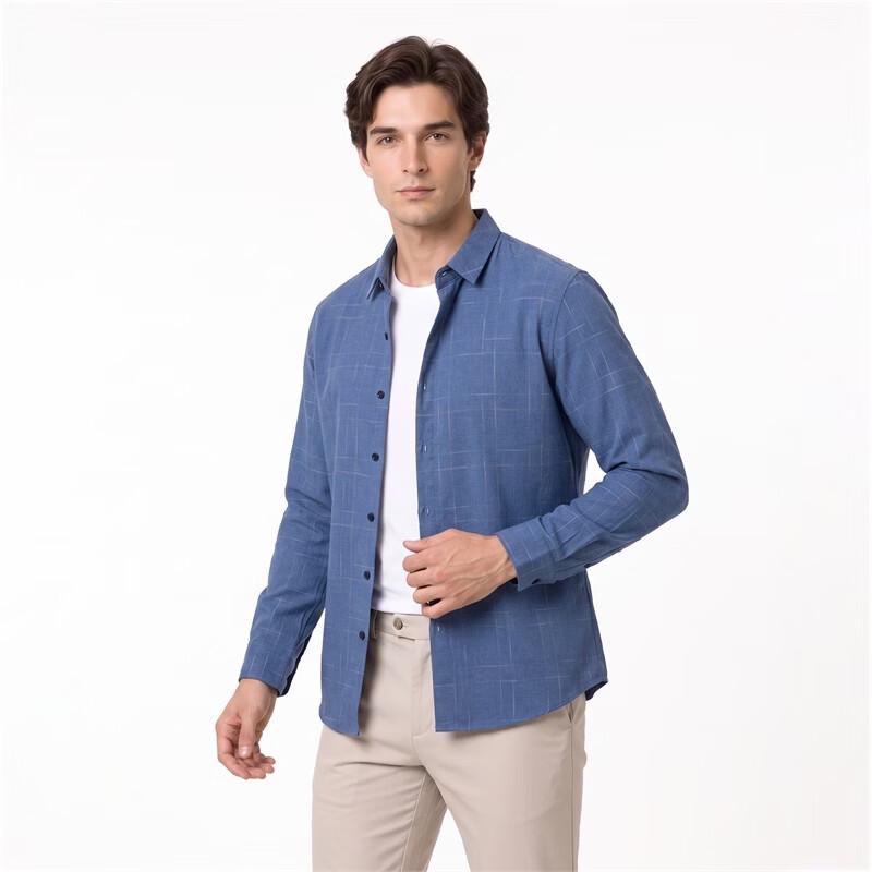 Pierre Cardin Men's Plaid Long Sleeve Business Casual Shirt