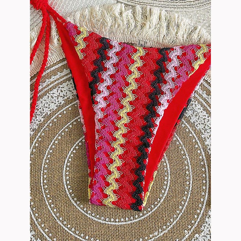 Micro Bikini Damen Handgefertigt Häkelstrick Bademode Neckholder Badeanzug Badeanzug Biquini String Zweiteiliges Bikini-Set