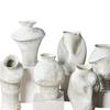 Vintage Wabi-Sabi White Concave Ceramic Vase - Handmade Minimalist Design