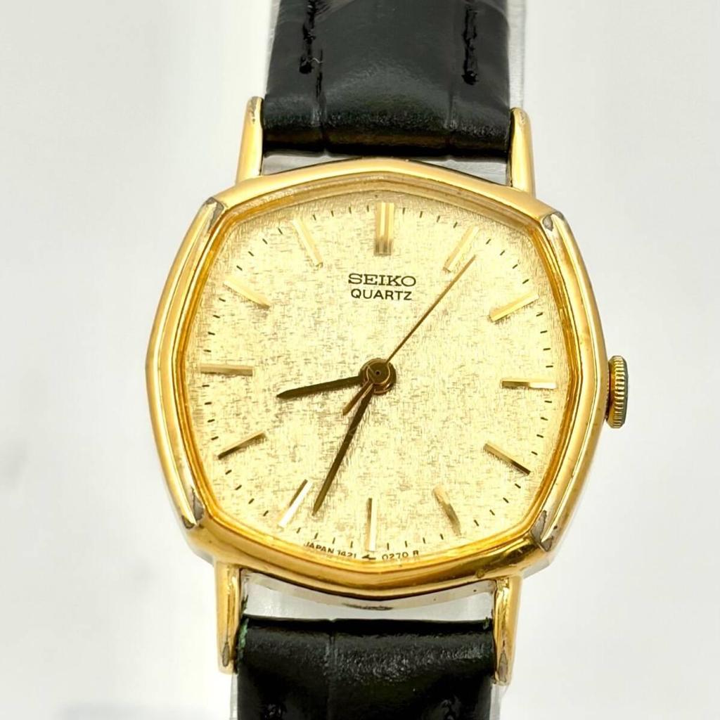 Used [New Battery] SEIKO Ladies Watch Gold Octagon 1421-5140 001585 New Belt