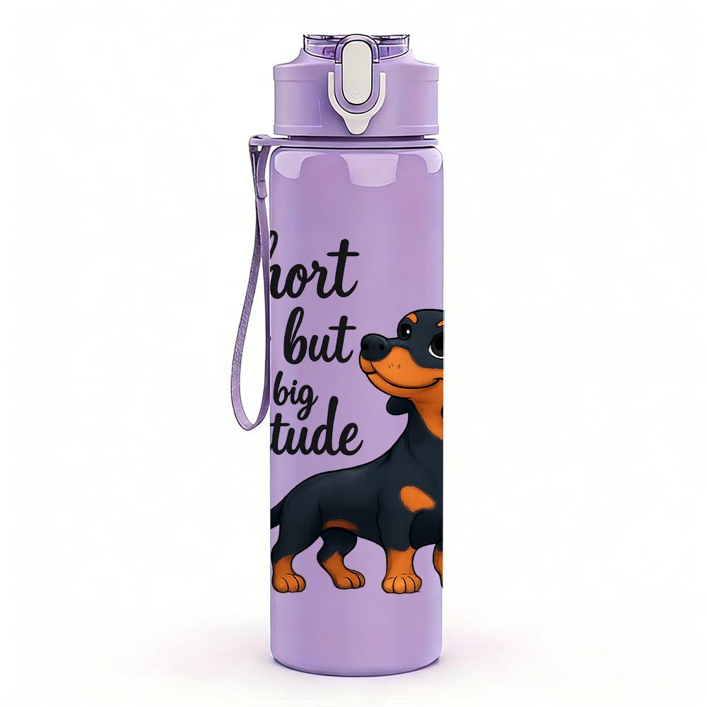1PC Dachshund Attitude Quote Text 750ml Color Plastic Sports Water Bottle Leakproof Flip Straw Lid For Sports Office Home Use