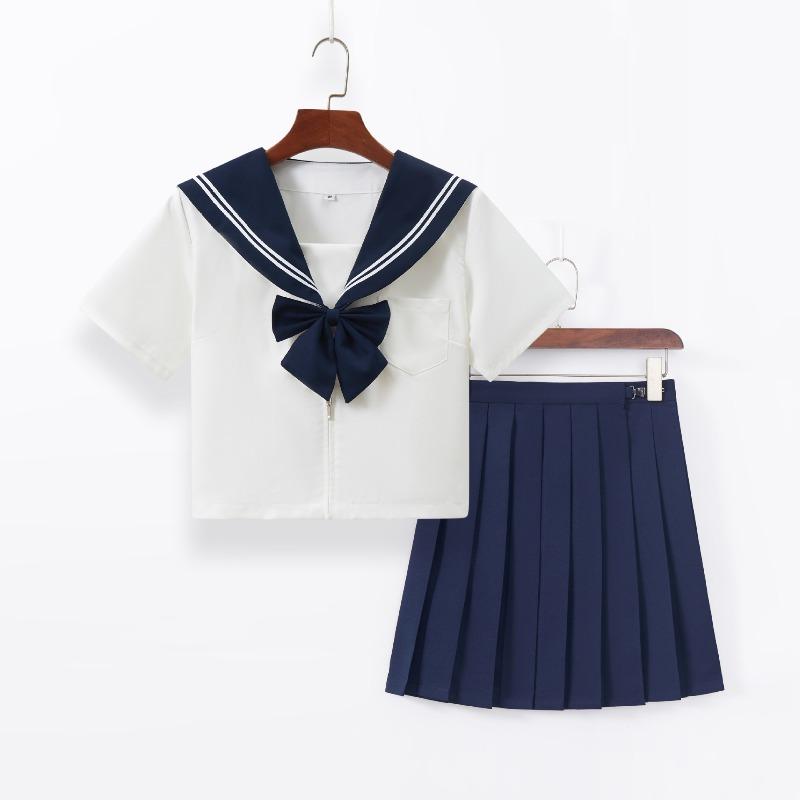 Completo gonna corta uniforme ricamato grigio tre pezzi gonna plissettata a maniche lunghe top stile college nuovo