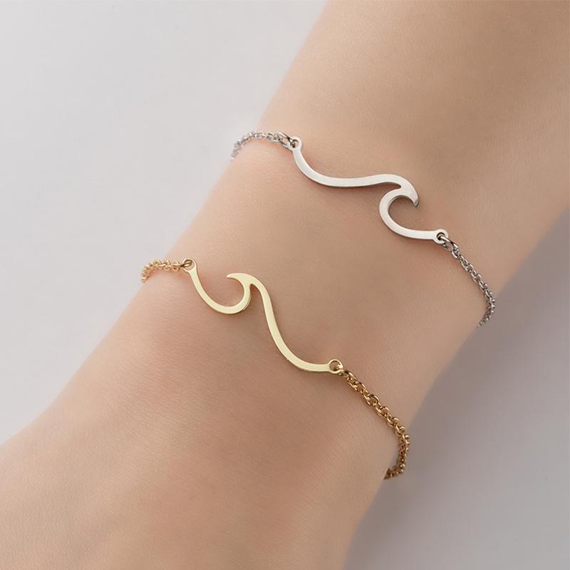 Summer Wave Pendant Bracelet - Stainless Steel, Light Luxury, Simple Women's Jewelry