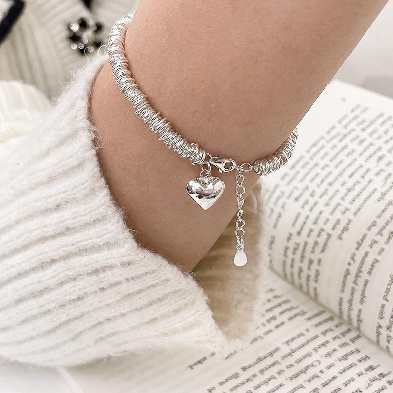 925 Sterling Silver Thai Silver Bracelet for Women Vintage Geometric Heart Love Lucky Punk Jewelry 2026 New