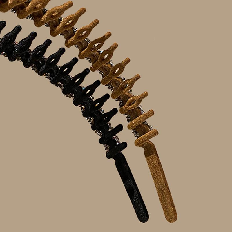 Mode Beflockung Acryl Strass Lünette Haarreifen für Frauen Damen Einfarbig Gezahnt Rutschfest Stirnband Haarband Haarschmuck