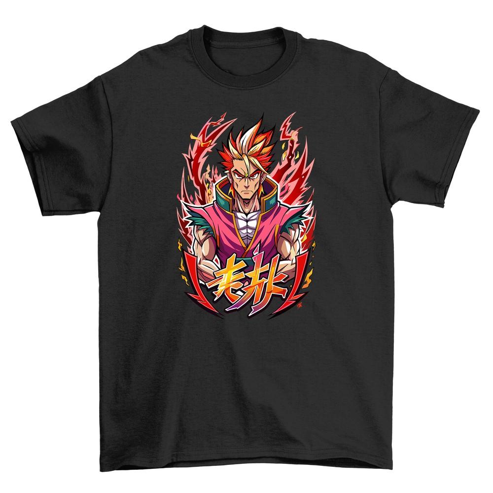 Flame Warrior Anime Character T-shirt - Unleash Your Fiery Style! Funny Unisex P