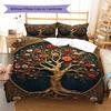 Tree of Life Pattern Bedding Quilt Set Quilt Cover Pillowcase Home Decoration Gift (1 * Duvet Cover + 2 * Pillowcase, Without Core)
