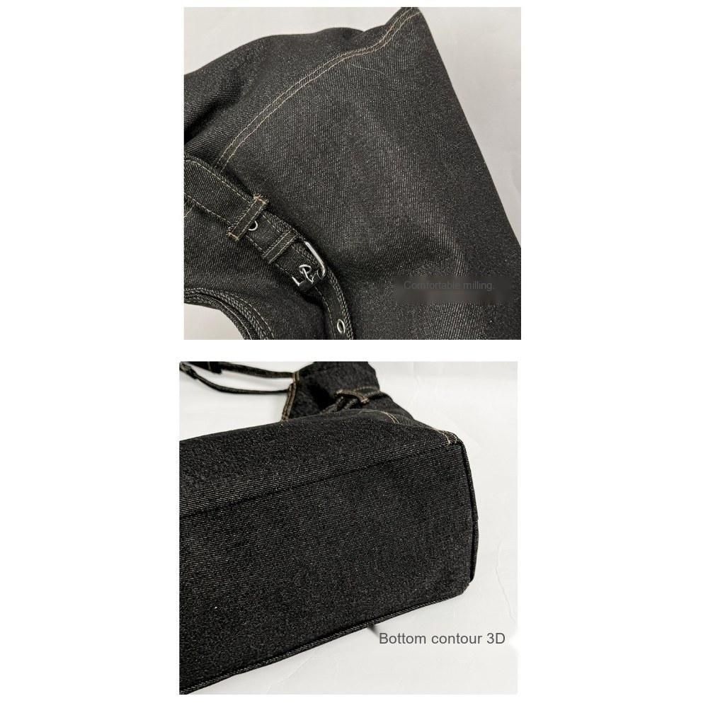 Women Vintage Pleated DenimTote Bag for Daily Commute