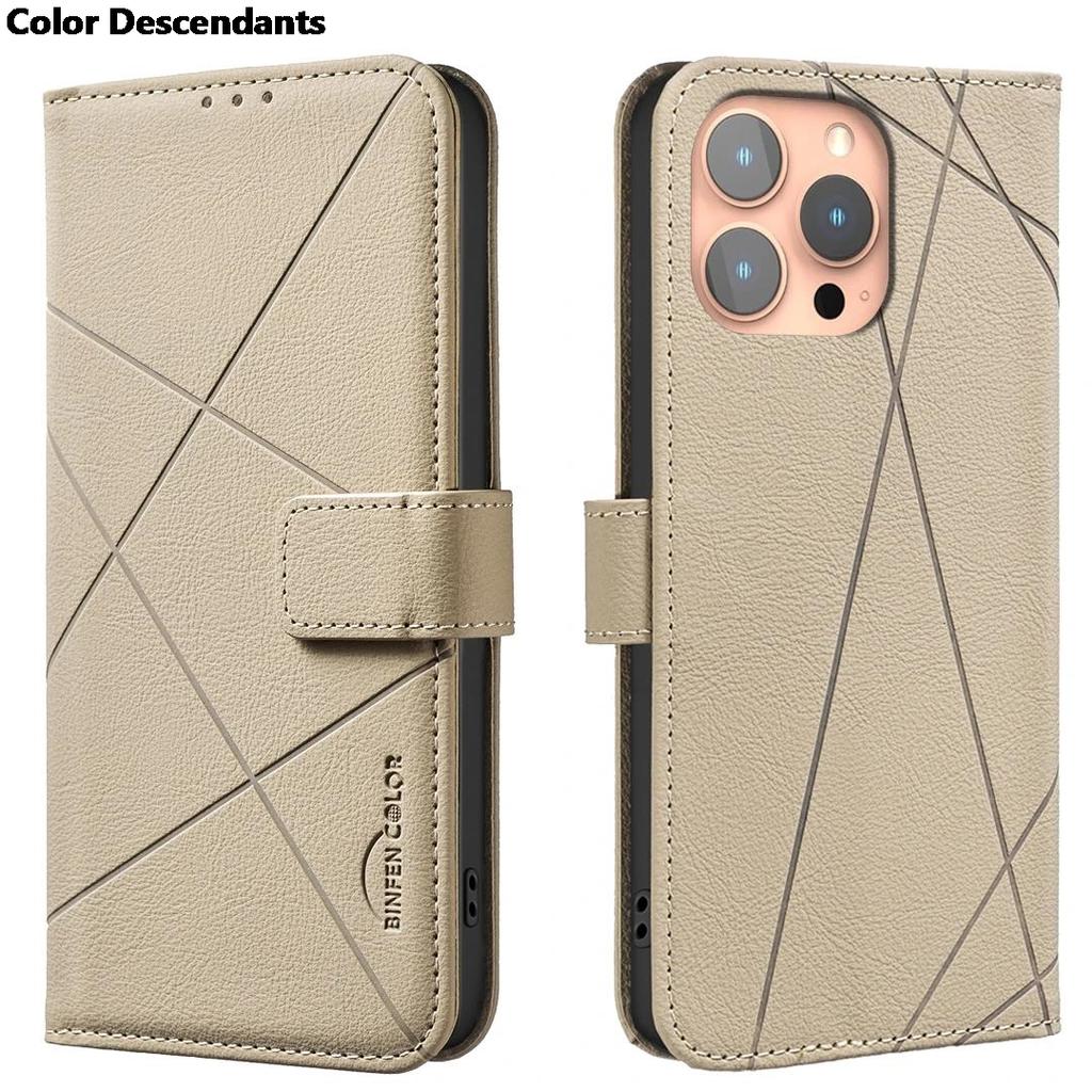 Flip Wallet Leather Cards Solt Book Case For iPhone 16 Pro Max 15 Plus 14 13 12 11 16E Embossed Lines Bag Business Phone Cover