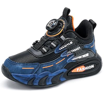 All-Season Children's Leather Waterproof Comfortable Lined Rotating Button Lightweight Sports Shoes for Boys