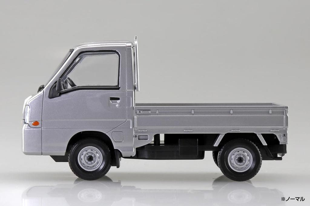 Aoshima Bunka Kyozai Scale Rakupla Snap Kit Subaru Sambar Truck Sterling Silver Metallic Plastic Model Kit 1/32 No.05-SS Pre-Colored (Automobile)