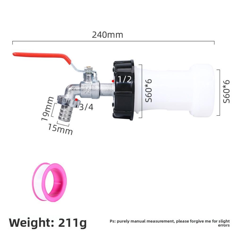 1 Stück Robuster IBC-Tankhahn-Adapter S60*6 Grobgewinde auf 1/2'' 3/4'' Anschluss Ersatzventil Garten Haus Ventilanschluss Wasserhahn
