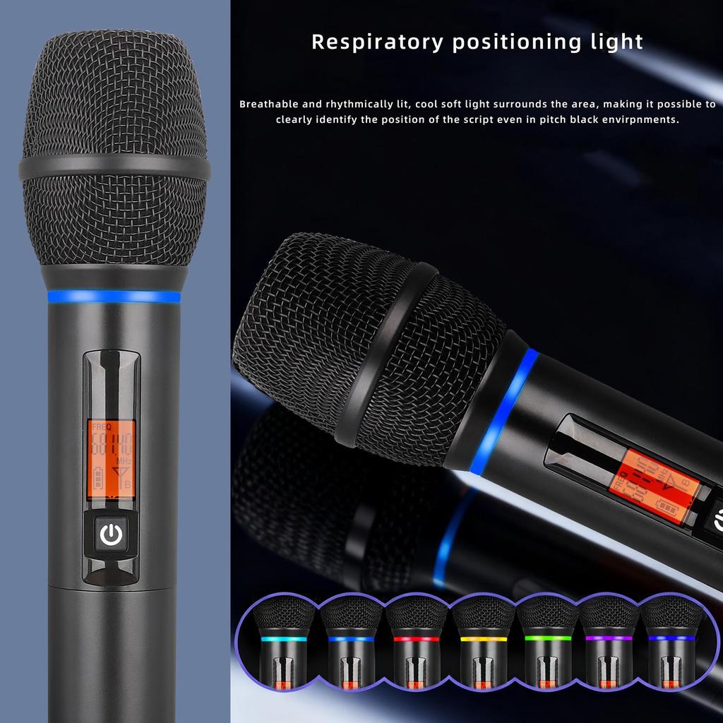 UHF Metal Wireless Microphone with Infrared Frequency Matching for Singing (One-to-Two)