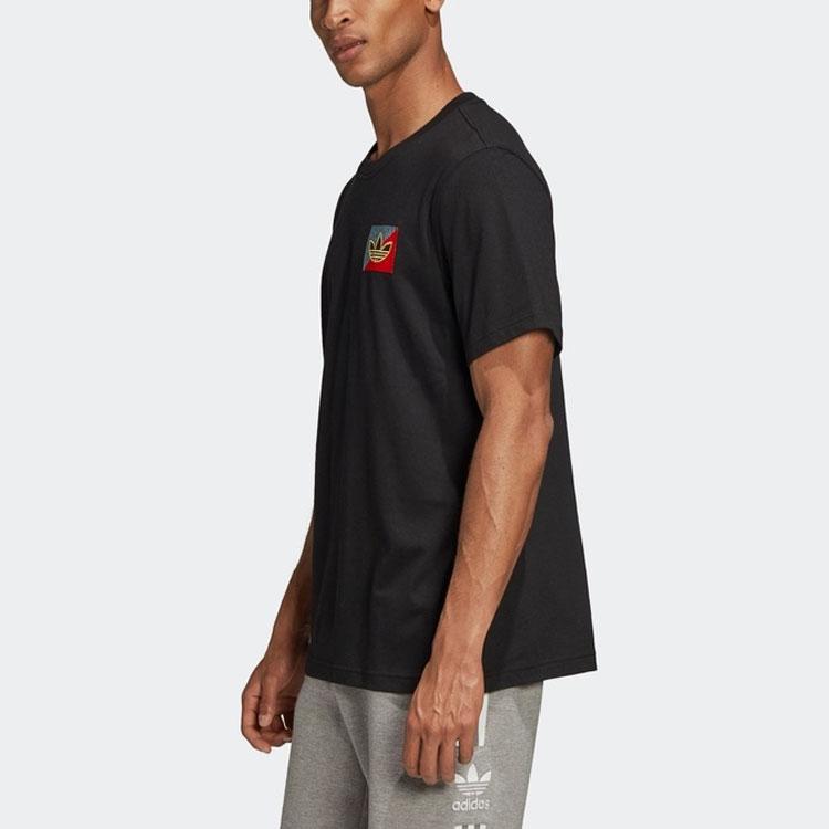 Adidas Originals Trefoil Diagram Embroidered Short Sleeve T-Shirt Men Tops Black FM3400