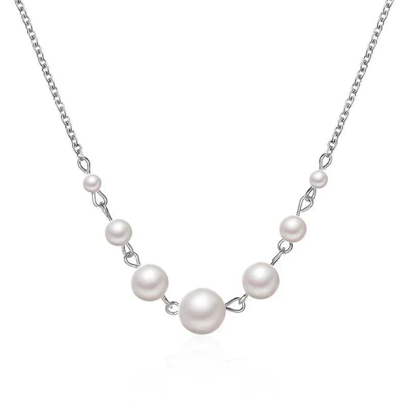 

Жіноче перлове намисто з підвіскою, ланцюжок на шию, прості золотисті намистини, чарівний чокер, ювелірна прикраса на шию, аксесуари-комір для жінок срібний