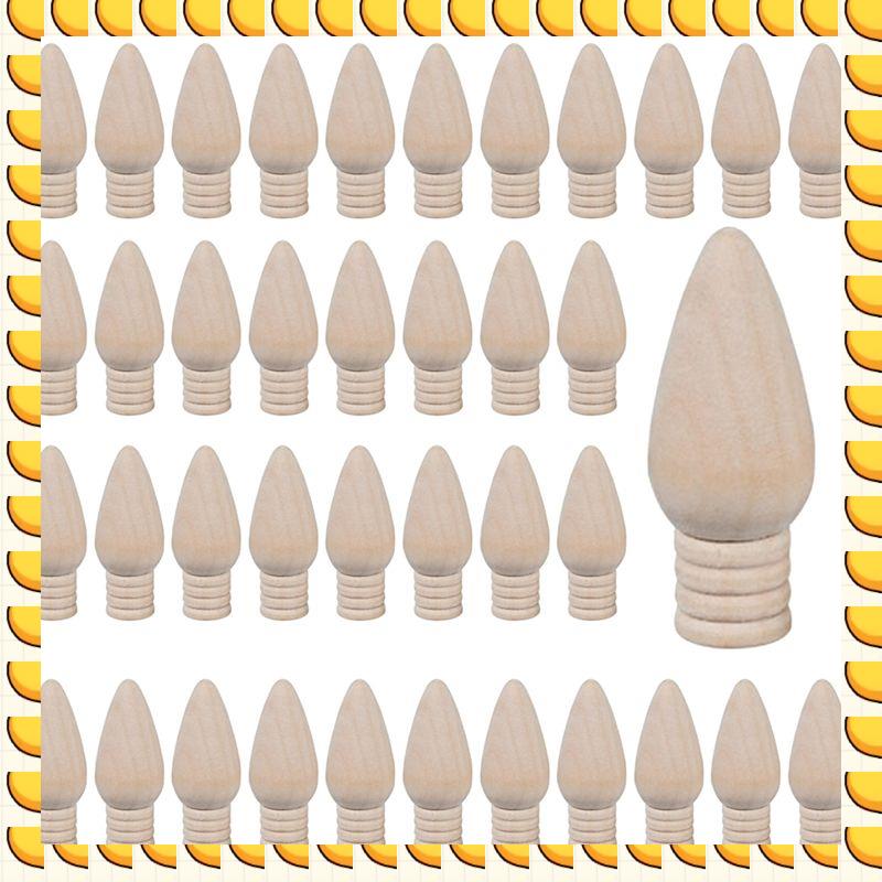 

BAAU 50 Pcs Wooden Christmas Light Bulb Unfinished Wood Ornaments For Crafts And Christmas Trees Supply, 2 Inch High Easy To Use